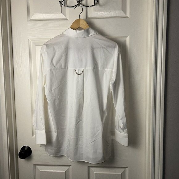 Magaschoni White Gold Button Up Lightweight Oversize Casual Shirt Size XS - Picture 5 of 8